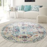 Tapis Oriental, Convient pour l'extérieur, Salon, Vintage, Coloré, Rond, Diamètre 120 cm