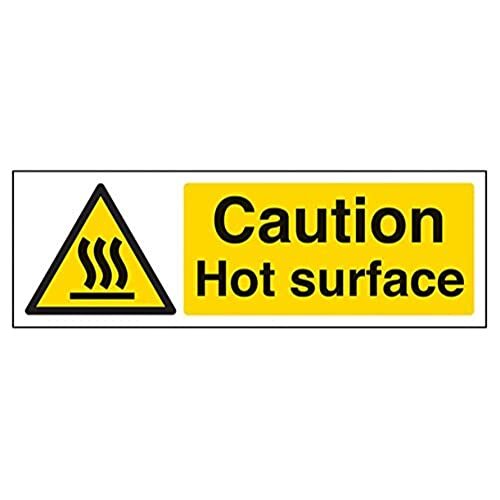 V Safety VSafety Caution Hot Surface waarschuwingsbord - 300mm x 100mm - Zelfklevende vinyl