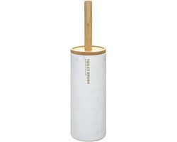 5five Toiletborstel met houder - Wit - Bamboe en polyresin - 38 cm