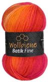 Wollbiene Batik Fine Verloopgaren - 100% Acryl - 100g - Kleur 1410 rood, oranje, bruin, roze
