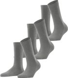 FALKE Family 3-Pack eenkleurig katoen multipack sokken dames grijs - maat 35-38