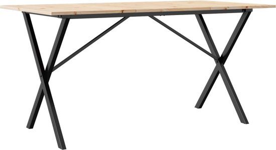 vidaXL Eettafel X-frame 160x80x75 cm massief grenenhout en staal