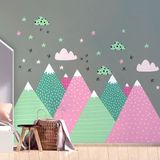 Ambiance Sticker Muurstickers voor kinderen - Babykamerdecoratie - Gigantische muursticker voor kinderen, Scandinavische bergen, DIKA - 50x75cm