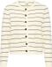 Ichi Damesvest Besila L Katoen Beige Gestreept Ronde Hals Knopen