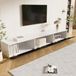 FloraGrace Meuble TV - Laqué brillant avec éclairage LED et 3 portes - Autoportant ou mural pour salon - Panneau de particules MDF - 180x35x30 cm - Noir Blanc