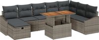 vidaXL - Tuinbank - Set - 2 zitplekken - Grijs/ Donkergrijs - Polyrattan
