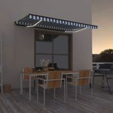 Maison Exclusive - Pare-soleil rétractable manuellement avec éclairage LED, 450x300 cm, bleu et blanc