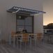 Maison Exclusive - Pare-soleil rétractable manuellement avec éclairage LED, 450x300 cm, bleu et blanc