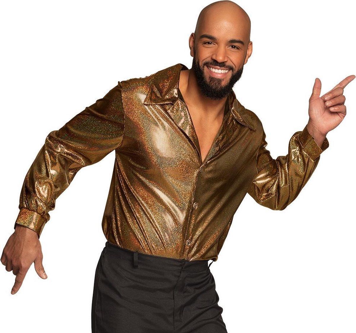 Boland Shirt Shiny Heren Polyester Goud Maat XL