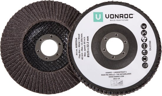 VONROC Universele Lamellenschijven set 2-delig - K40 & K60 - Ã˜ 115 x 22.2 mm