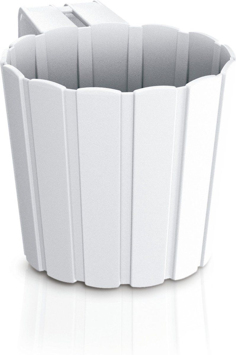 Prosperplast Kunststof balkon plantenpot/bloempot met haak wit 14 cm
