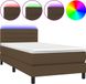 vidaXL Boxspringbed met matras en LED-verlichting, donkerbruin, 100x200 cm, stof