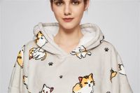 Goodivery ® Délicieux Souple Sweat à Capuche Couverture Oversize avec Poche Kangourou pour Confort et Chaleur - Beige Polyester - 122 x 198 cm