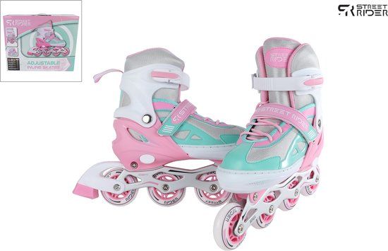 Street Rider Inline Skeelers Roze/Groen Verstelbaar Maat 29-32