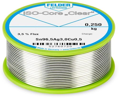 Felder ISO-Core Clear SAC305 Soldeertin Spoel Sn96,5Ag3Cu0,5 0.250 kg 1 mm