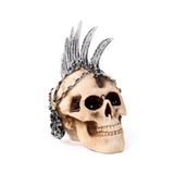 Decoratieve Punk schedel met lemmet en ketting, ornamentele harssculptuur, gothic, accessoire voor thuis en Halloween