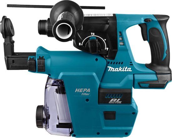 Makita DHR242ZJW Combihamer - 18V - SDS-Plus - Zonder Accu's en Lader - In Mbox - Met Stofafzuiging