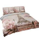 PETTI Artigiani Italiani - Dekbedovertrek voor Frans bed 200 x 200 cm, dekbedovertrek microvezel met digitale print + 1 kussensloop 50 x 80 cm - Made in Italy - Parijs
