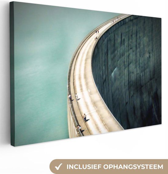 OneMillionCanvasses Canvas Wall Art - Dam - Water - Architecture - Landscape - 120x80 cm - Canvas Print - Painting