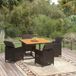 Ensemble de dîner de jardin avec coussins 5 pcs - Ensemble de salle à manger de jardin en poly rotin noir 127525