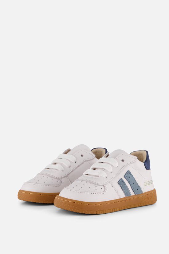 Shoesme Wit-Blauw Sneakertje - Sneakers Kinderen - Jongens - White Blue - Leer - Maat 23
