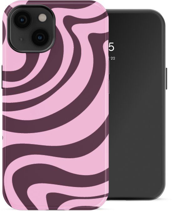 Selencia Hoesje - Geschikt voor Apple iPhone 14 - Backcover - Wavy Swirl Pink Plum