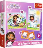 Trefl Gabby's Poppenhuis 3-in-1 Set Puzzels + Memory 2-in-1 Puzzel- en Memoryset - 78 stukjes - Vanaf 3 jaar