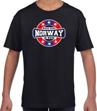 Bellatio Decorations Shoppartners Bv Have fear Norway is here t-shirt met sterren embleem in de kleuren van de Noorse vlag - zwart - kids - Noorwegen supporter / Noors elftal fan shirt / EK / WK / kleding 146/152