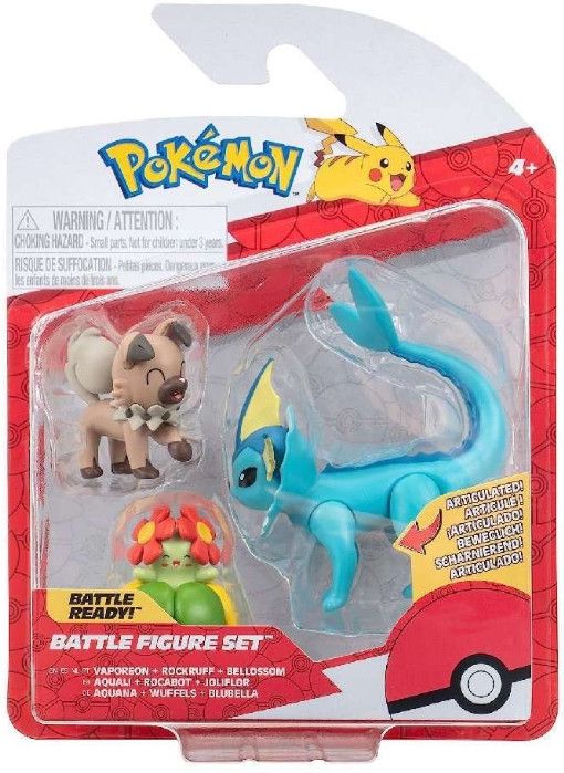 Pokemon Battle Figure Pack - Vaporeon, Rockruff & Bellossom