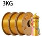 PLA soie tricolore filament - filament pour imprimante 3D - diamètre 1,75 mm - bobine de 3 kg - adapté à l'impression FDM - émeraude, rouge, or