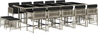 vidaXL 15-delige tuinset met kussens, polyrattan, lichtgrijs