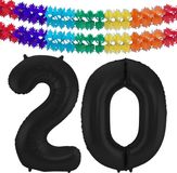 Folat Folieballonnen - Cijfer 20 - Zwart - 86 cm