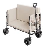 vidaXL Handkar - Opvouwbare Transportkar Bolderkar 2-in-1 - Draagvermogen 250 kg - Bankfunctie - Verstelbare Handgreep - Khaki
