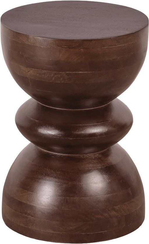 Lewis & Loft Bijzettafel Luis - Gestapeld - FSC® mangohout - Rond ⌀35 - Walnoot bruin