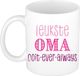 Bellatio Decorations Cadeau koffie/thee mok voor Oma - roze - de leukste Oma - keramiek - 300 ml