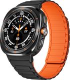 Strap-it Magnetisch siliconen bandje - Zwart/Oranje