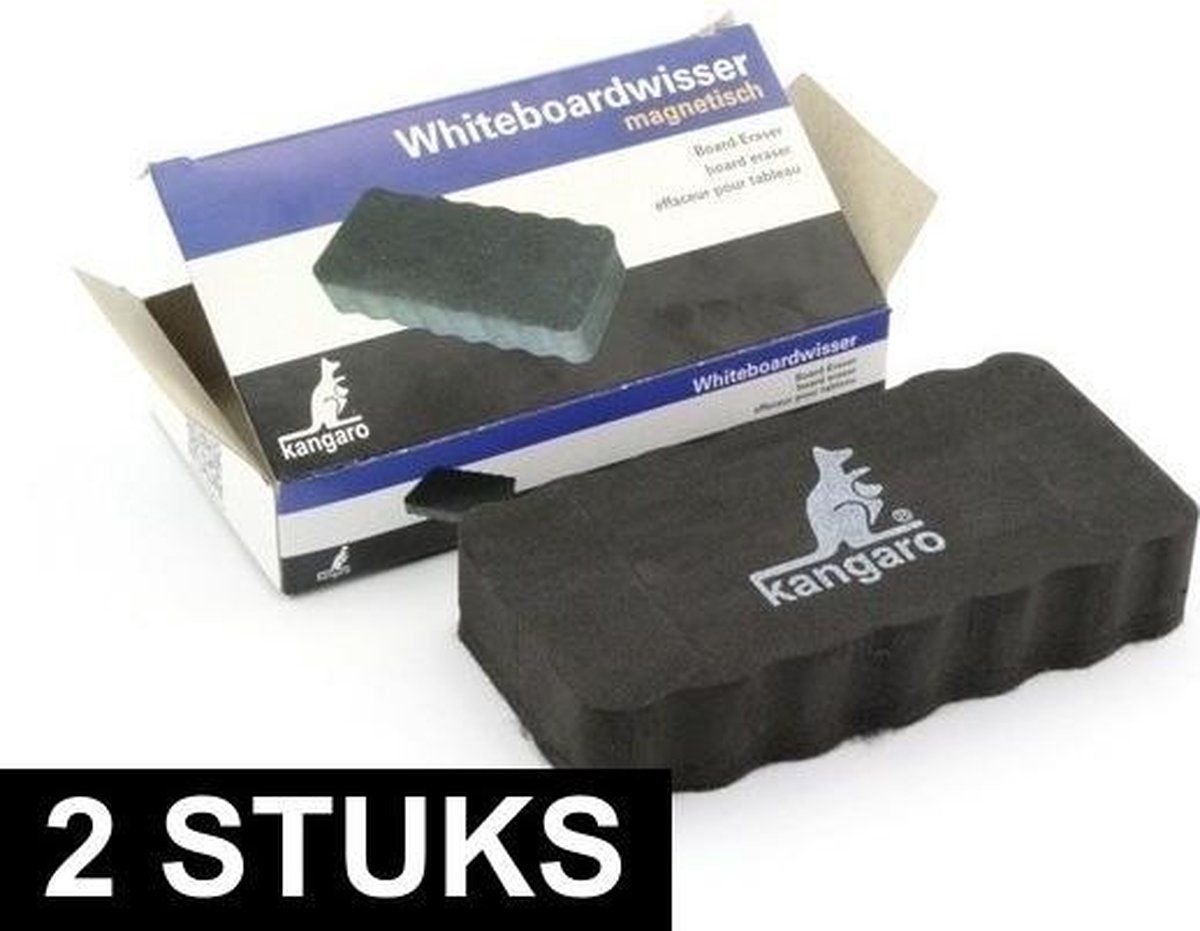 Kangaro 2x Magnetische memobord whiteboard wisser - Kunststof - 8720147350302