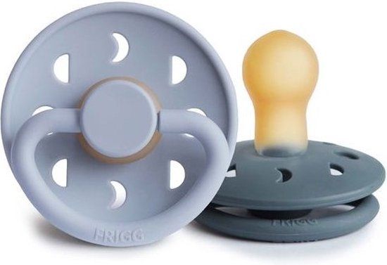 FRIGG Fopspeen Moon Powder Blue/Slate 0-6 maanden (2 stuks)