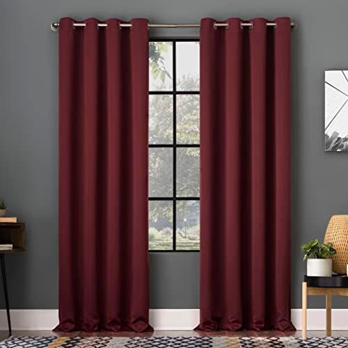 Sun Zero Soho 2-Pack Energy Efficient Blackout Grommet Curtain Panel Pair, 54" x 108", Wine