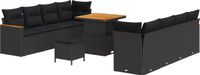 vidaXL - Tuinbank - Set - 12 - st - 10-Aantal - zitplaatsen - Zwart - poly - rattan