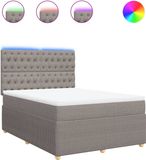 vidaXL Boxspringbed met matras, taupekleurig, 140x190 cm, met stoffen bekleding