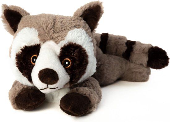 Habibi Magnetron Knuffel - Wasbeer - grijs - 30 cm - pittenzak - warmte knuffeldier
