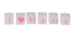 Dekohelden24 Cadeau voor mama, kaarsencadeauset grootte ca. 3 x 3 cm, motief: I Love Mama