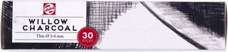 Royal Talens Houtskool - Dun - 30 Staafjes - 3/4mm dik