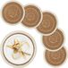 Merkloos Relaxdays placemat - gevlochten - set van 6 - rond Ø 36 cm - onderleggers - natuur-wit