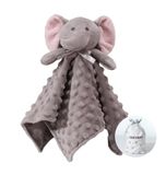 CREVENT Gezellige pluche babyveiligheidsdeken Loveys voor babyjongens, Minky Dot Front + fleece rug met dierengezicht (grijze olifant)