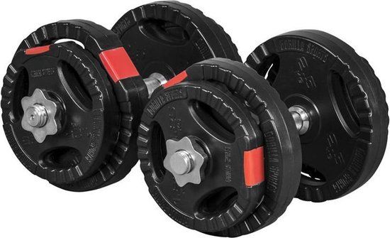 Gorilla Sports Dumbellset 20 kg - Halterset - Gripper Kunststof - 30 mm - Dumbells