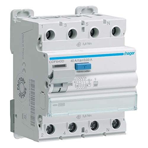 HAGER CDF640D 4p 40A 30mA F aardlekschakelaar | 3250611621614