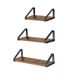 Vasagle ULWS33BX Wandplank, Set van 3, Zwevende Plank, Metaal en Spaanplaat, Zwart en Bruin