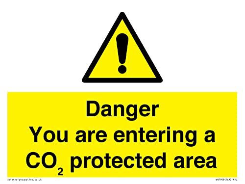 Viking Signs Gevaar dat u een CO2 beschermd gebied bord - 200x150mm - A5L